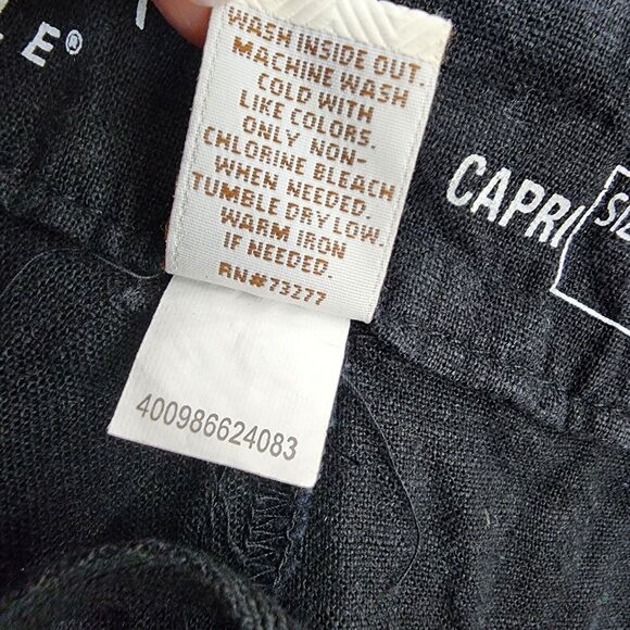 Sonoma Life Style Womens Capri Pants Size 12 Linen Rayon Blend Drawstring Black - Picture 10 of 10